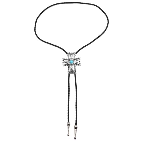 Image of Joxevyia Bolo Tie for Men Vintage Cow Skull Leather Rope Western Cowboy Necktie Vintage Bola Tie Gift for Him