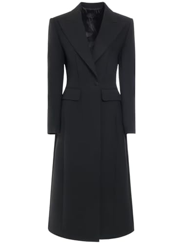 Mrjitor Women's Peak Lapel Suit Jacket Long Blazer Formal Business One Button Coat Black