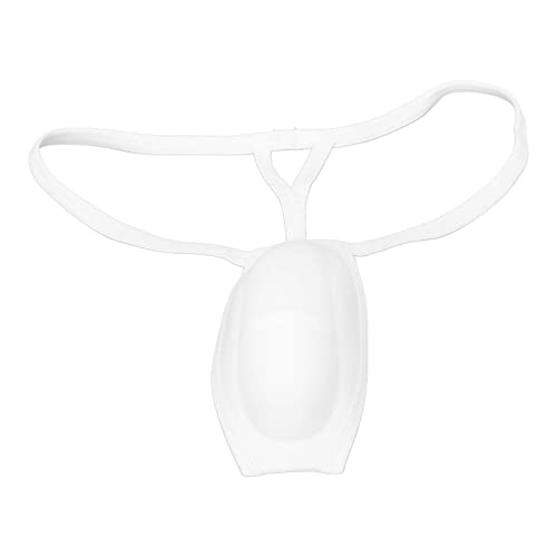 Dioche Men Bulge Cup, Soft Polyester Stereo Shape Bulge Covering Underwear Cup with Strap White (L)