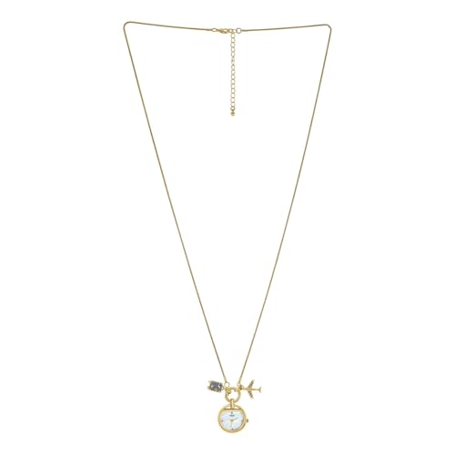 Image of Sonata Poze 8 Quartz Analog Locket Watch for Women with White MOP Dial, IPG Chain Necklace + Charms Strap - SP80155YM01W