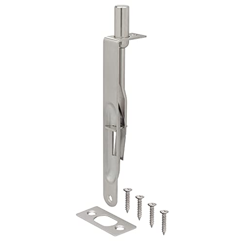 Nuk3y Heavy Duty 6-Inch Solid Brass Flush Bolt (Round Satin Nickel)