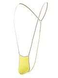 Kaei&Shi Sexy Mens Underwear,Exotic Colorful Straps Man Lingerie Thong,Detachable Bulge Pouch Jockstrap Mankini Yellow