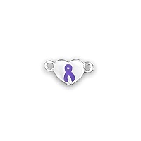 Alzheimer's Awareness Heart Charm – Sterling Silver Plated Purple Ribbon Charm
