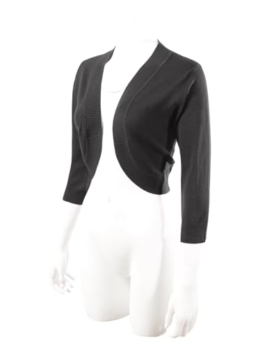 Image of Allsense Women's 3 /4 Sleeve Bolero Shrug for Dresses | Open Front Cropped Cardigan, Lightweight Knit Dress Cover Up