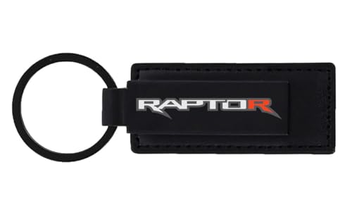 Ford Raptor Logo UV Cured Imprint on a black leather keychain (Black)