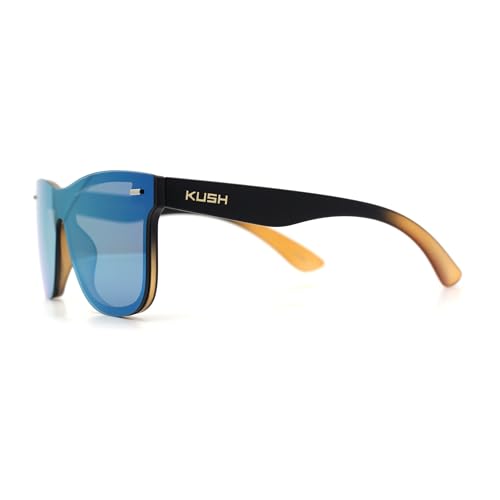 Image of SA106 Kush Premium Mens Shield Horn Rim Mirror Lens Sunglasses