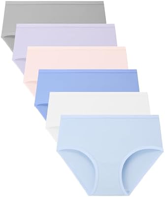 Bamboo Cool Girls Underwear – Tagless Soft Bamboo Viscose Full‑Coverage Panties, 6‑Pack for Ages 6‑1...