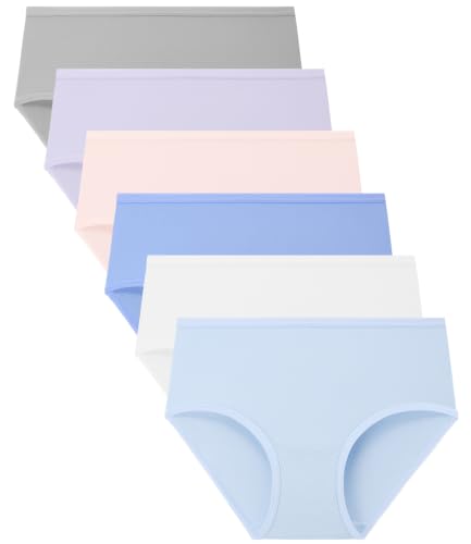 BAMBOO COOL Girls Underwear Tagless Bamboo Viscose Soft Full Coverage Kids Panties 6-14 Years Briefs 6-Pack