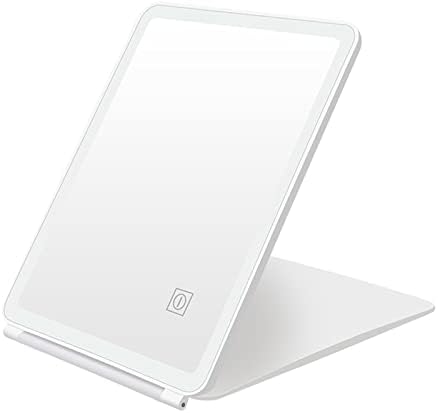 Makeup Mirror with LED Light, Rectangular USB Charging, Portable Folding Travel Mirror,Ultra Thin Illuminated Vanity Mirror, Adjustable Brightness