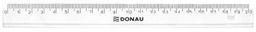 DONAU 7052001PL-00 Lineal Kunststoff/ Plastik Deformationsbeständig Höchst bruchbeständig Formstabiles Abgeschrägte Kanten 20 cm Transparent Glasklar für Schule Büro Zuhause