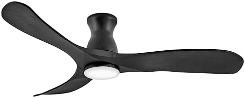 Hinkley Swell Flush Illuminated 56" LED Smart Ceiling Fan with Remote, Modern, Matte Black Wood Blades, Indoor Outdoor Damp Rated, Low Profile, Wi-Fi Compatible, 6-Speed DC Motor, Matte Black