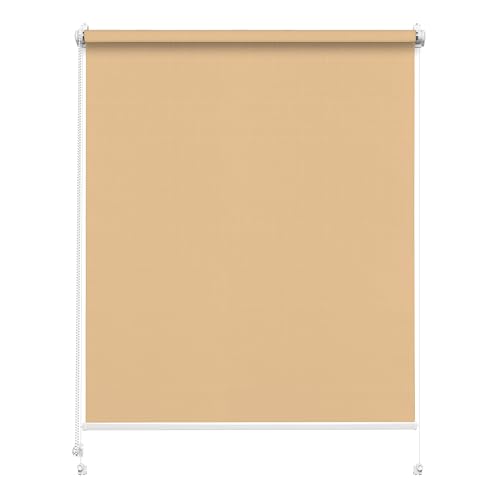 Rettika Sichtschutz Rollo ohne Bohren - Beige, Breite: 120cm, Höhe 120 - Rollos für Fenster ohne Bohren, Fenster rollos für innen, Jalousien zum Klemmen, Klemmrollo