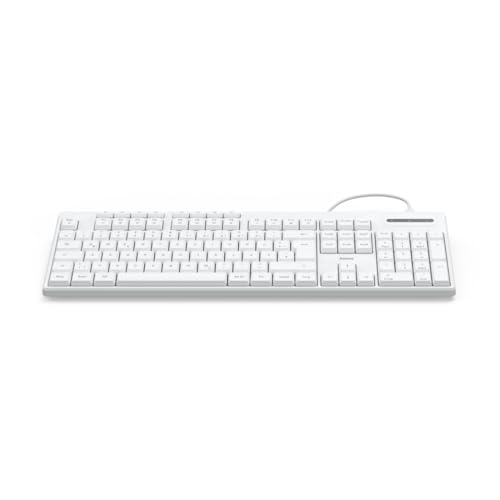 Hama Tastatur kabelgebunden CK-200 (USB Tastatur ergonomisches Tippgefühl leise Tasten Kabel abnehmbar deutsches QWERTZ-Layout Multimedia Tasten Assist Taste für KI Assistenten) weiß