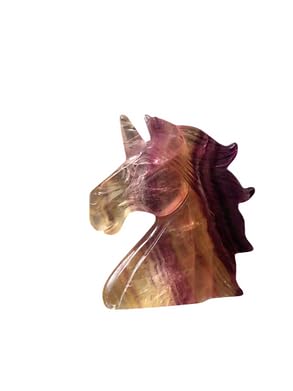interoknack Natural Fluorite Unicorn Crystal Sculpture, Spiritual Decorative for Tabletop Display