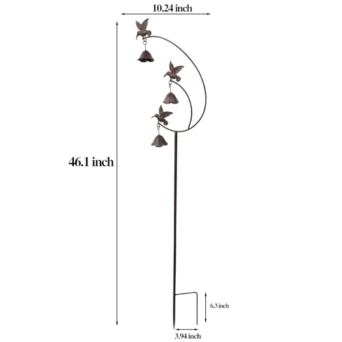 MNRYLKB Gardens Metal Hummingbirds with Bells for Outside Garden Art,Decorative Garden Stakes