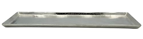 Tablett Deko Metall 44x13 cm Silber Kerzentablett Dekotablett Dekoschale...