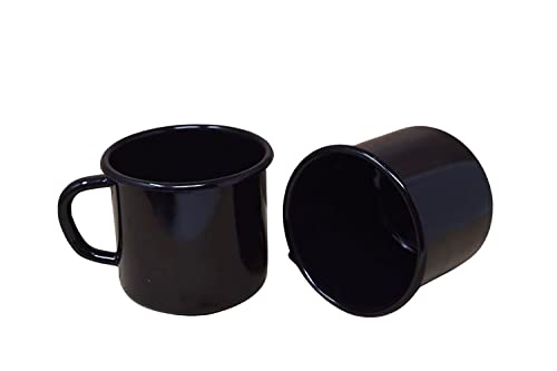 Madacha 2 x Metall Emaille Becher 250 ml schwarz Cover