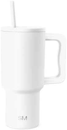 Simple Modern 30 oz Trek Tumbler with Handle and Straw | Insulated Stainless Steel Water Bottle Iced Coffee Cup Travel Mug | Gifts for Women | Trek Collection | 890ml | Winter White