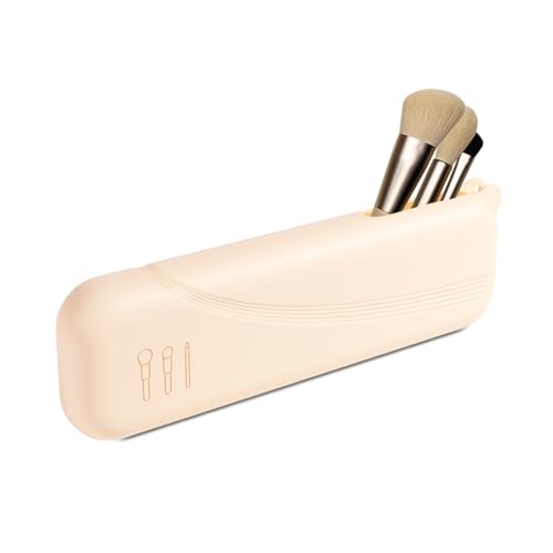 Silicone Makeup Brush holder Half-open Snap Design Anti-fall Out(Beige