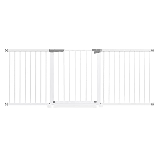 Extra Wide Baby Gate For Stairs, Dog Gates For The House Doorways And Hallways Indoor/Outdoor, Super Aide And Justable Pet Gate And Versatile Play Yard, White Child Gate, Pressure Mounted Wall Mounts #TOP2