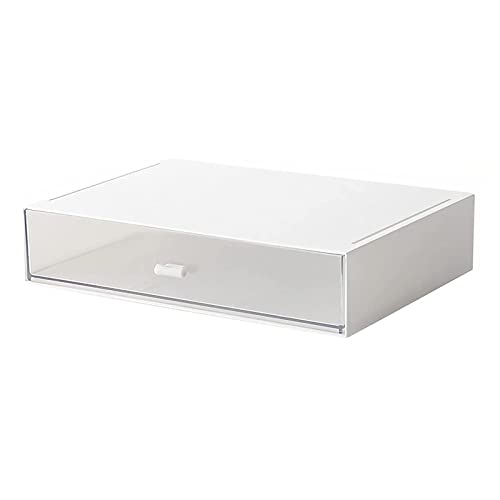 Desk Organizer with Drawers Stackable Storage Drawers, Plastic Compact Desk Storage Box Great for Office School Home Small Space- 1drawers (White)