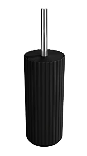 Allstar Brosse WC Minas noir - Porte-brosse WC fermé, Polypropylène, 10 x 34 x 10 cm, Noir