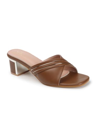 Image of Carlton London Women Comfortable Casual Sandal with Block Heels, Square Toe for Casual and Wear