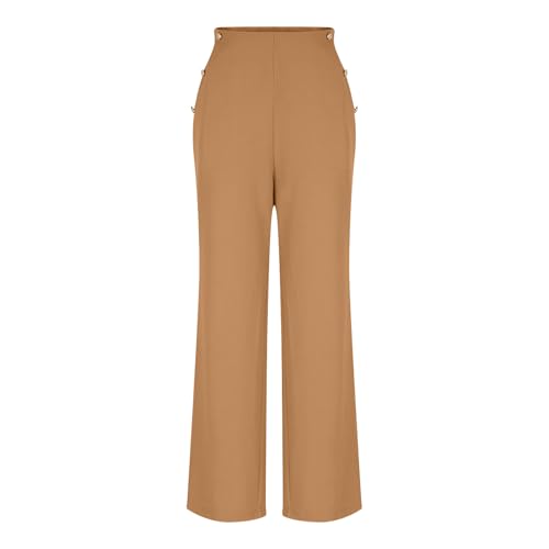 Oplxuo Women High Waist Dress Pants Business Casual Work Pants Wide Leg Comfy Loose Long Trousers with Pockets 6