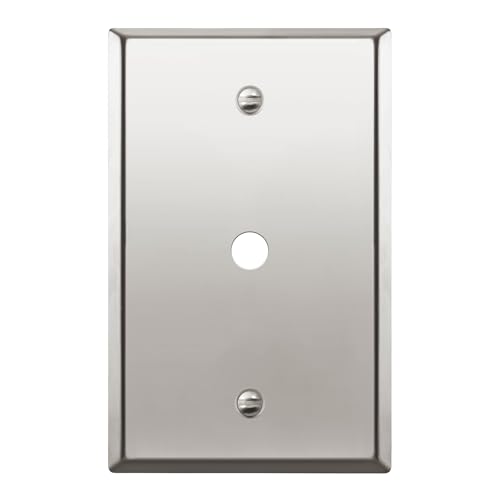 LIDER 0.406" Diameter Hole Phone Cable Metal Wall Plate, Mid-Size 1-Gang