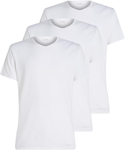 Calvin Klein Herren 3er Pack T-Shirts Kurzarm Crew Neck Basic, Weiß (White, White, White), M