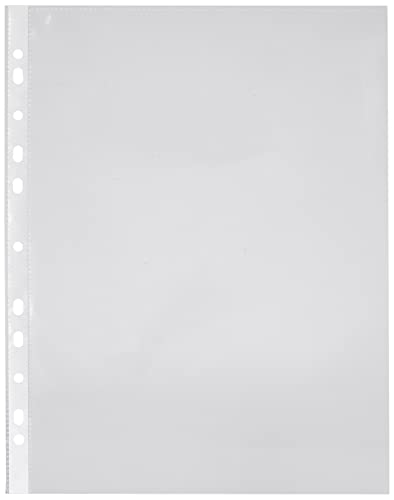 Amazon Brand - Solimo Transparent Document Sleeves, Leaf Sheet Clear Certificates/Waterproof Sheet Protectors 11 Holes Punched Ring Files (A4 Size) (150 Micron, A4)