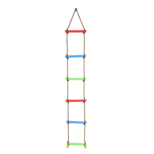 Scala in maglia per bambini, scala da arrampicata per bambini, con 6 strisce colorate in plastica stabile, lunghezza 2 m, corda in polipropilene (polipropilene) Ø 12 mm, portata fino a 40 kg