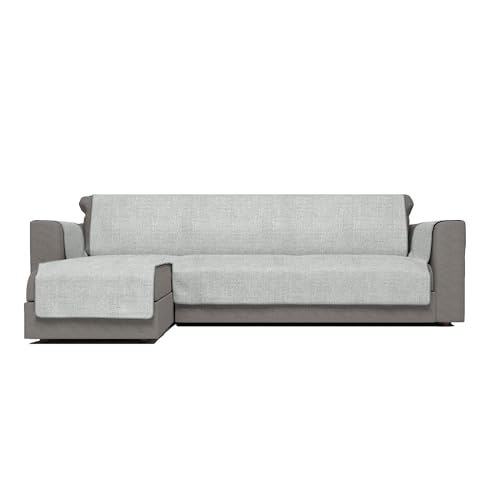 Housse de canapé d'angle gauche gris clair 190 cm en polyester antidérapant - 2