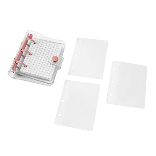 Cricia Mini Transparent 3 couvertures de Reliure à Anneaux avec classeur papiers intérieurs Sacs de Rangement étiquette Autocollant Clair PVC Souple Feuilles Mobiles Cahier Rond Couverture