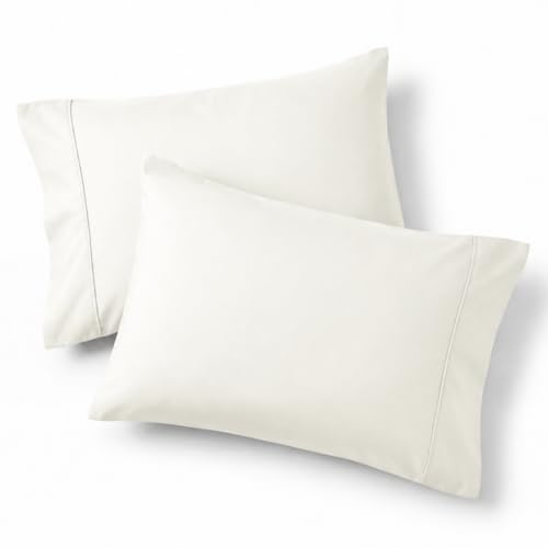 Image of Bedsure Pillow Cases Standard Size Set of 2 - Ivory White Brushed Microfiber Pillowcases, Super Soft and Cozy Pillow Case Covers with Envelope Closure for Kids, Wrinkle, Fade Resistant, 20x26 Inches