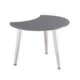 Chintaly Imports Shaped-Top Glass Cocktail Table in Brushed Nickel/Gloss Gray