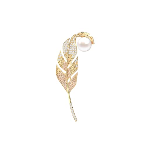 Broche perle femme avec motif feuille végétale, épingle de corsage haut de gamme