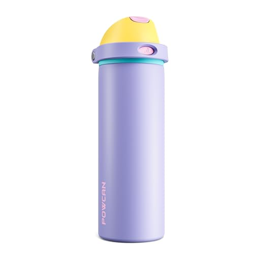 POWCAN 24 oz Insulated Water Bottle: 2-in-1 Push-Button Spout & Quick-Flip Straw, Leakproof, Cold 24Hrs, Fits Car Cup Holder, Metal Sports Water Bottle, Gift for Women, Girls, Daughter (Tangled Shine)