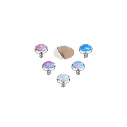 AccGin Surgical Steel Dermal Piercing Jewelry Tops for Women Men Cubic Zirconia Micro Dermal Anchor Tops Base Dermal Piercing 3-20Pcs Dermal Piercing Kit Hypoallergenic