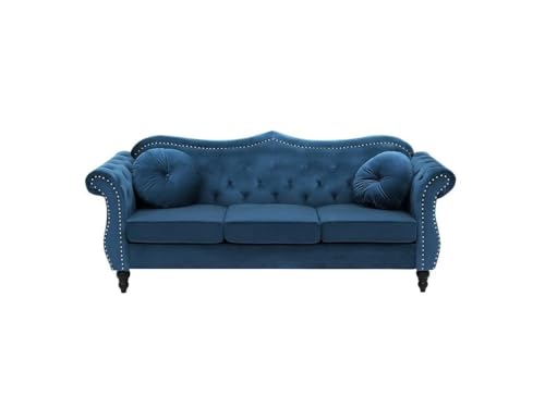 Image of Classic 3+2= 5 Seater Sofa Set Luxury Chesterfield Modern Fahionalable Sleeper Sofa for Living Room, Dining Room, (3+2 Blue TAZ)