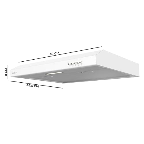 Cecotec Dunstabzugshaube 60cm Bolero Flux, 228 m³/h, Energieklasse A, BLDC-Motor, LED-Licht mit hoher Effizienz und innovativer Technologie für moderne Küchen mit langlebigen Komponenten