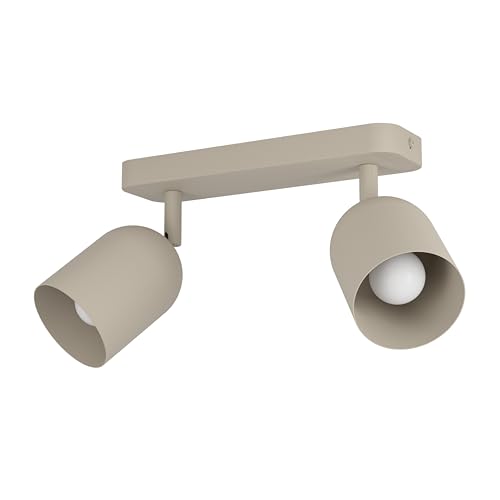 EGLO Deckenlampe 2-flammig Tilston, Deckenstrahler Wohnzimmer, Spot Deckenleuchte aus Stahl in Sandfarben, E14 Fassung EGLO Deckenlampe 2-flammig Tilston, Deckenstrahler Wohnzimmer, Spot Deckenleuchte aus Stahl in Sandfarben, E14 Fassung