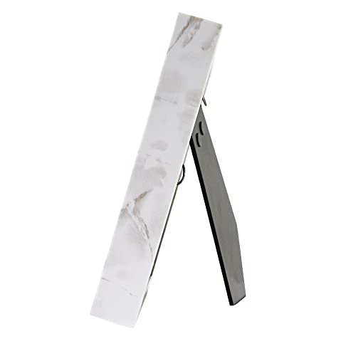 Happy Homewares Contemporary White Marble Print Plastic 4X6 Box Style Picture Frame With Silver Trim For Wall Or Table | Portrait Or Landscape Orientation #TOP2