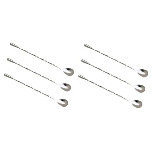 Amosfun De Bar 6 Pièces Cuillères à Mélanger à Long Manche De Mélangeur De Café à Mélanger des Bâtonnets De Bar Cocktail à Remuer Silver
