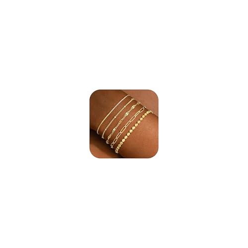 Turandoss Gold Bracelets for Women, 14K Gold Plated Bracelet Stacks - image 1