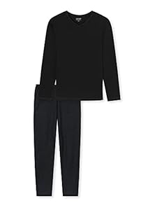 Uncover by Schiesser Herren Schlafanzug lang, schwarz, 58
