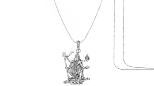 Pendentif Kaali Maa en argent sterling 925 gravé avec chaîne en corde