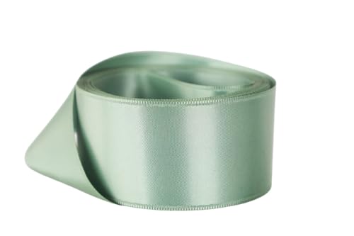 Image of Ribbon Bazaar Double Faced Satin - Premium Gloss Finish - 100% Polyester Ribbon for Gift Wrapping, Crafts, Scrapbooking, Hair Bow, Decorating & More - 5 /8 inch Olive Leaves 50yd Spool