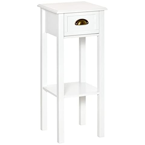 Mesita de Noche HOMCOM con Cajón y Estante de Almacenamiento Cover