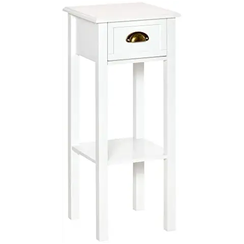 Mesita de Noche HOMCOM con Cajón y Estante de Almacenamiento Cover